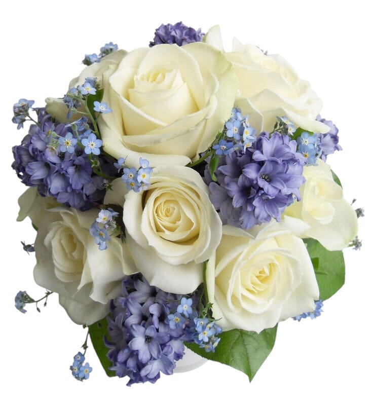 Bouquet of Roses and Hyacinth with Blue Forget Me Not