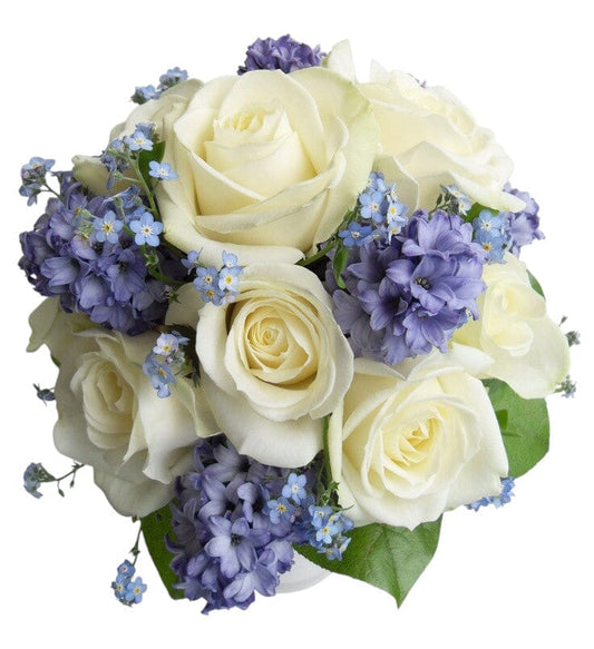 Bouquet of Roses and Hyacinth with Blue Forget Me Not